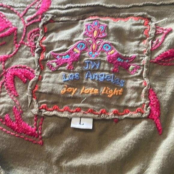 JOHNNY Was Army Green Large Floral Embroidered Tunic. Size L. P/M/A2277 - Picture 4 of 5